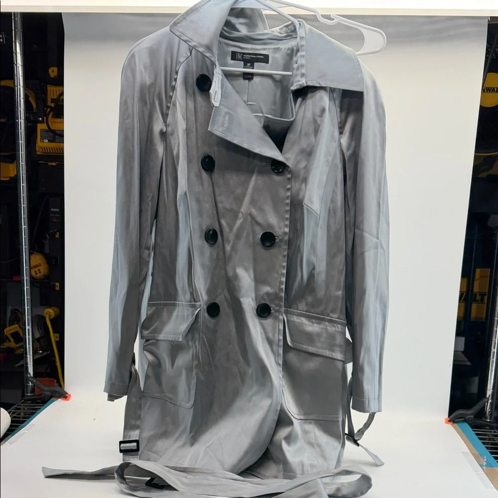 INC International‎ Concepts Women's Gray Trench Coat